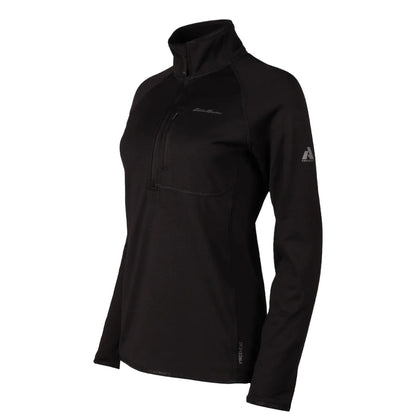 Black - Lifestyle - Eddie Bauer Womens-Ladies High Route Grid Quarter Zip Fleece Top