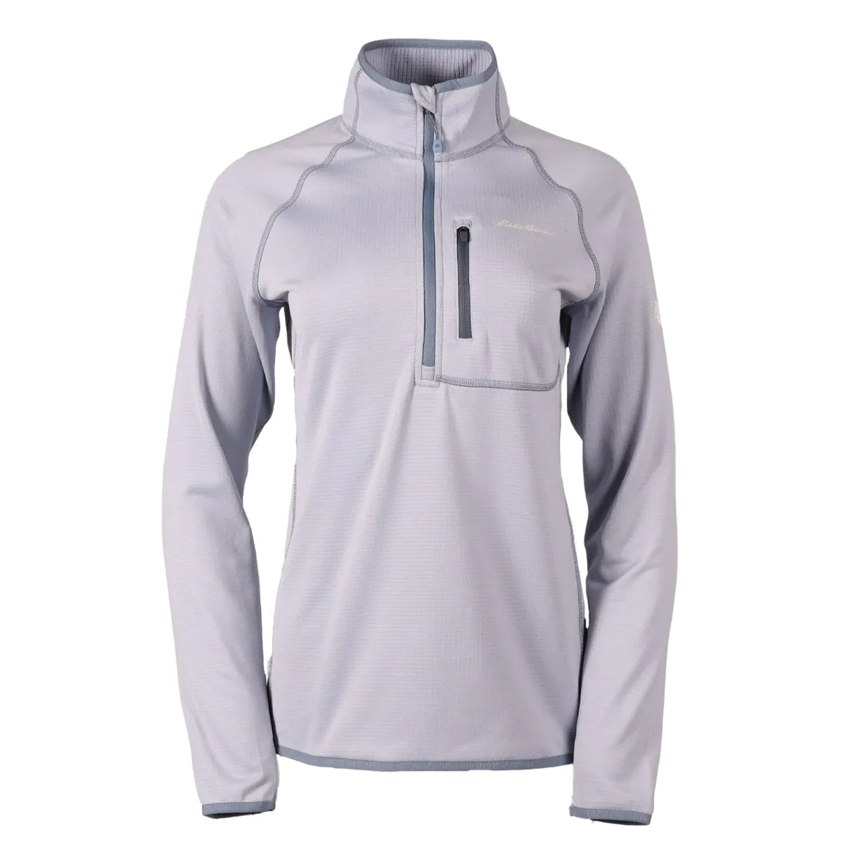 Blue Smoke - Front - Eddie Bauer Womens-Ladies High Route Grid Quarter Zip Fleece Top