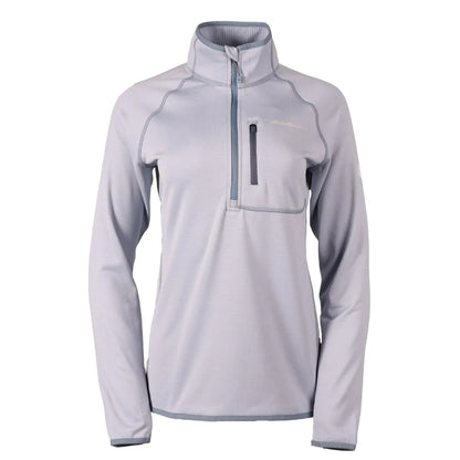 Blue Smoke - Front - Eddie Bauer Womens-Ladies High Route Grid Quarter Zip Fleece Top