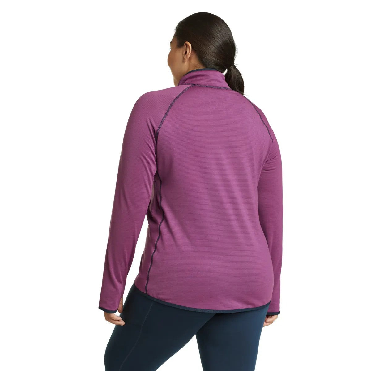 Wineberry - Back - Eddie Bauer Womens-Ladies High Route Grid Quarter Zip Fleece Top