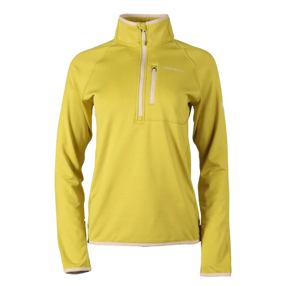 Chartreuse - Front - Eddie Bauer Womens-Ladies High Route Grid Quarter Zip Fleece Top