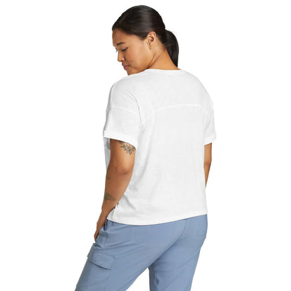 White - Back - Eddie Bauer Womens-Ladies Gate Check Novelty Short-Sleeved T-Shirt