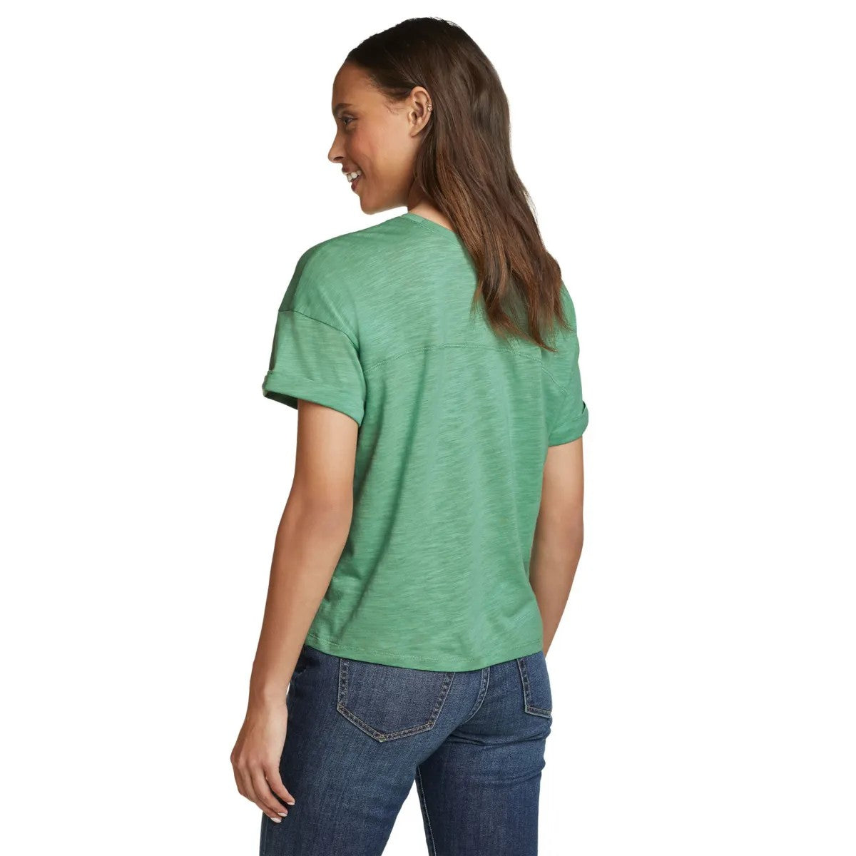 Seaglass - Back - Eddie Bauer Womens-Ladies Gate Check Novelty Short-Sleeved T-Shirt