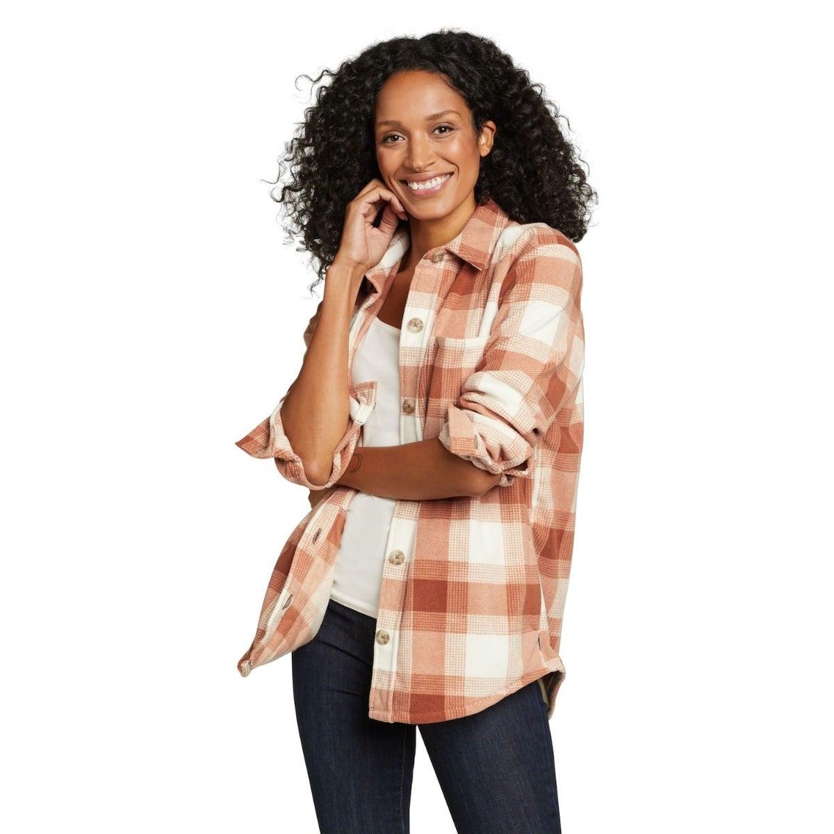 Linen - Front - Eddie Bauer Womens-Ladies Chutes 2 Fleece Shirt Jacket