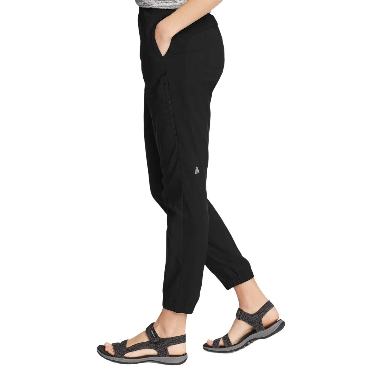 Black - Side - Eddie Bauer Womens-Ladies Guide Plain Jogging Bottoms