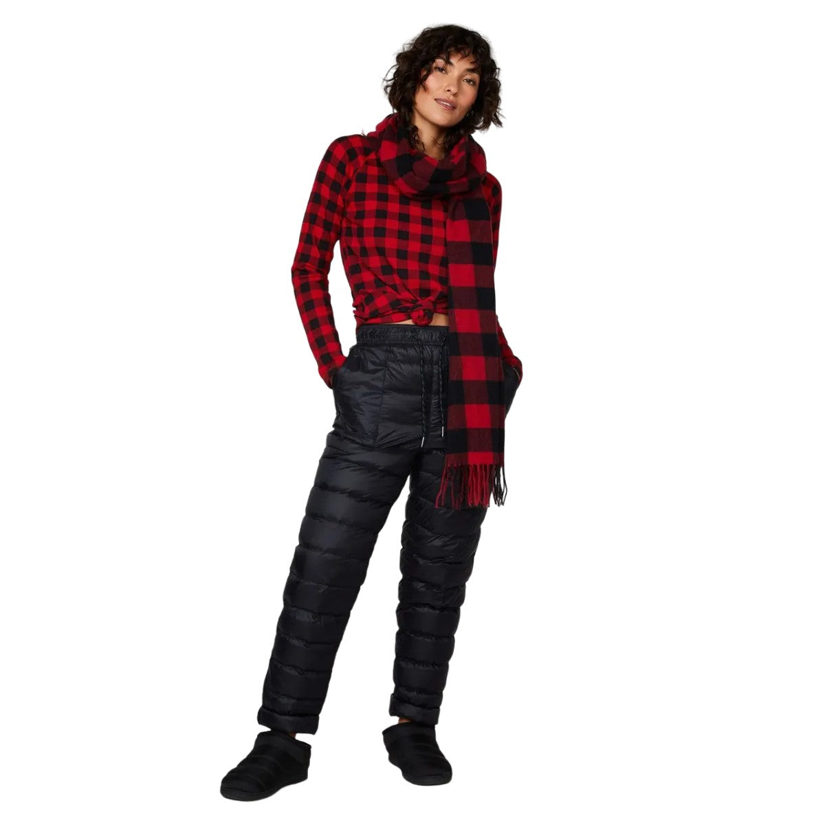 Scarlet - Back - Eddie Bauer Womens-Ladies Stines Checkbox Crew Neck Thermal Top
