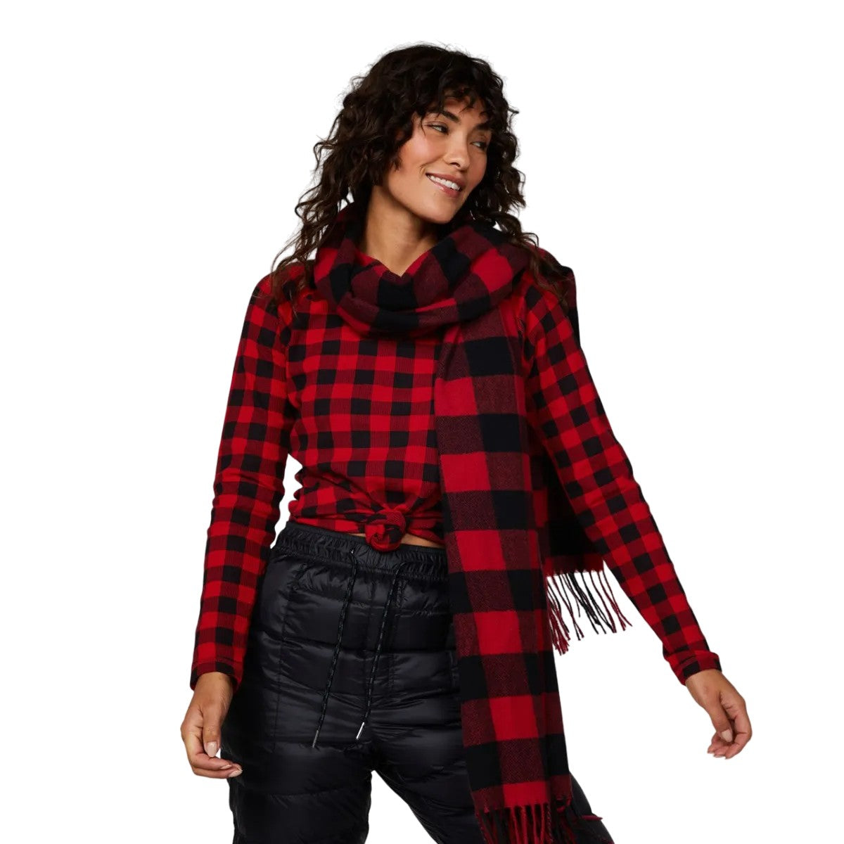 Scarlet - Front - Eddie Bauer Womens-Ladies Stines Checkbox Crew Neck Thermal Top