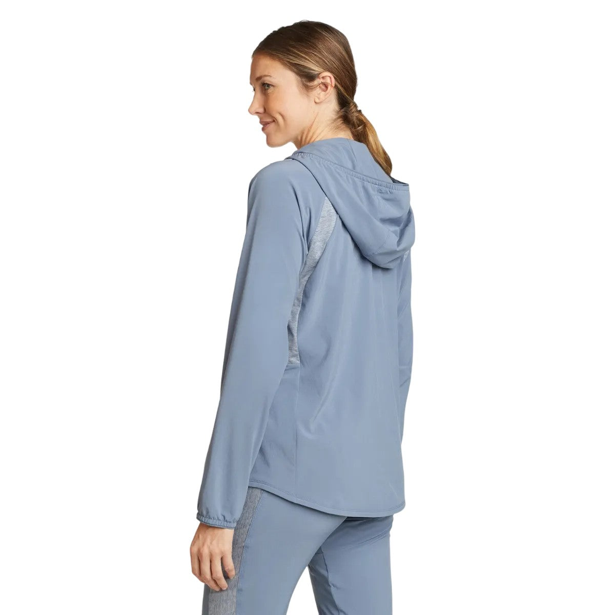 Blue Haze - Back - Eddie Bauer Womens-Ladies Resolution Hybrid Tech Hoodie