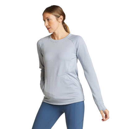 Blue Smoke - Side - Eddie Bauer Womens-Ladies High Route Grid Fleece Top
