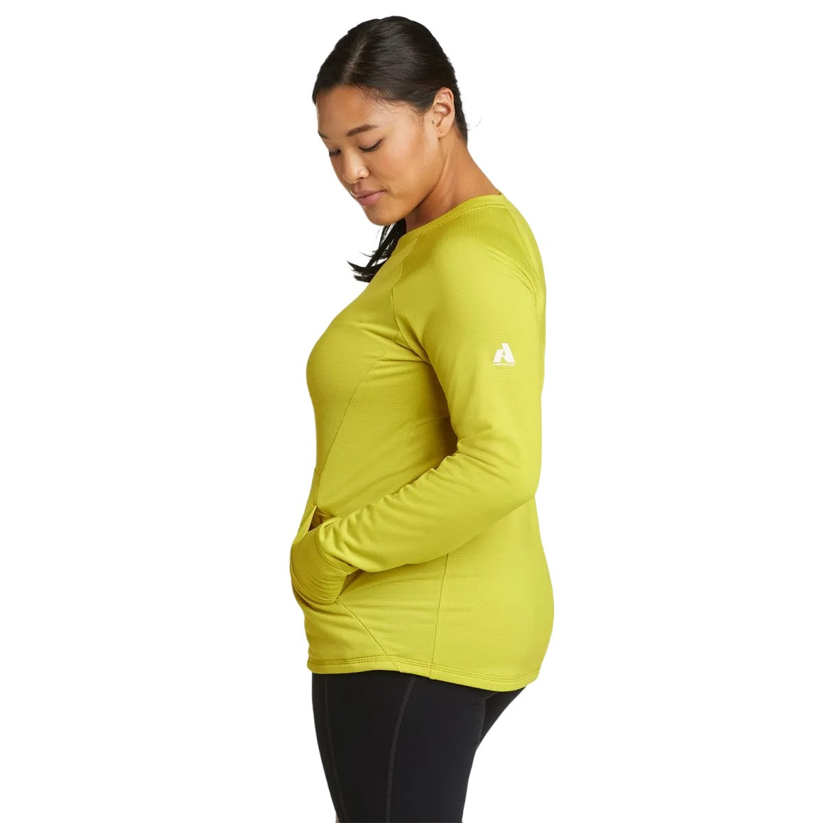 Chartreuse - Back - Eddie Bauer Womens-Ladies High Route Grid Fleece Top