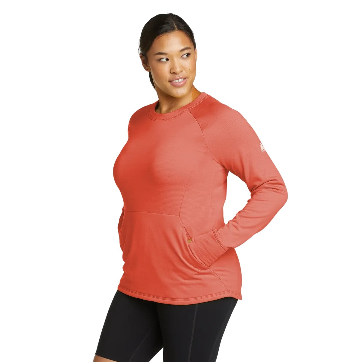 Coral - Back - Eddie Bauer Womens-Ladies High Route Grid Fleece Top