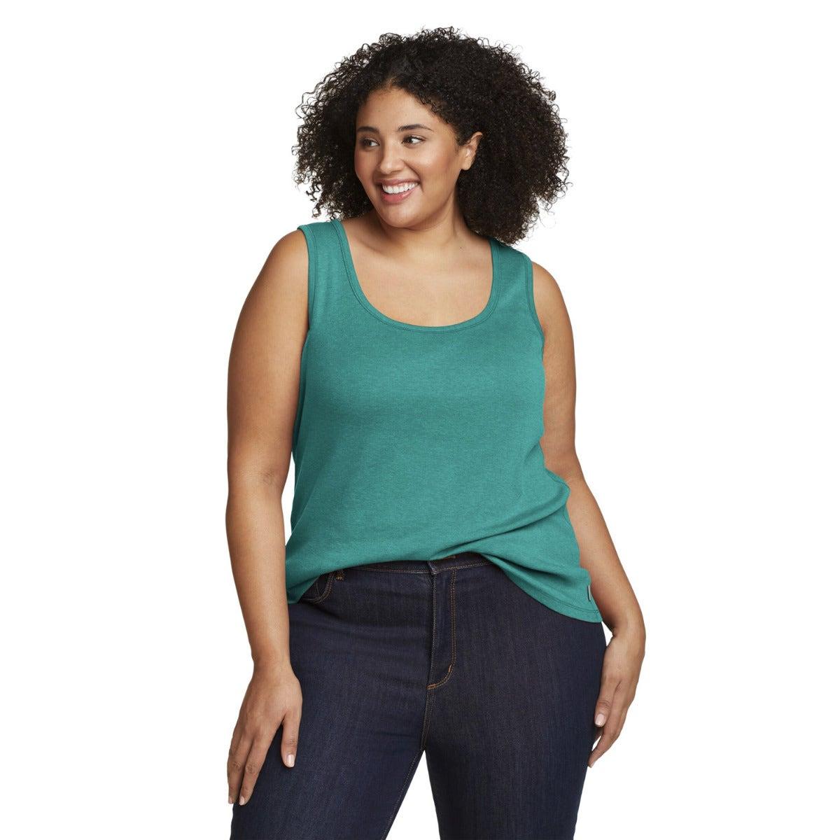 Dusty Jade - Front - Eddie Bauer Womens-Ladies Favorite Scoop Neck Tank Top