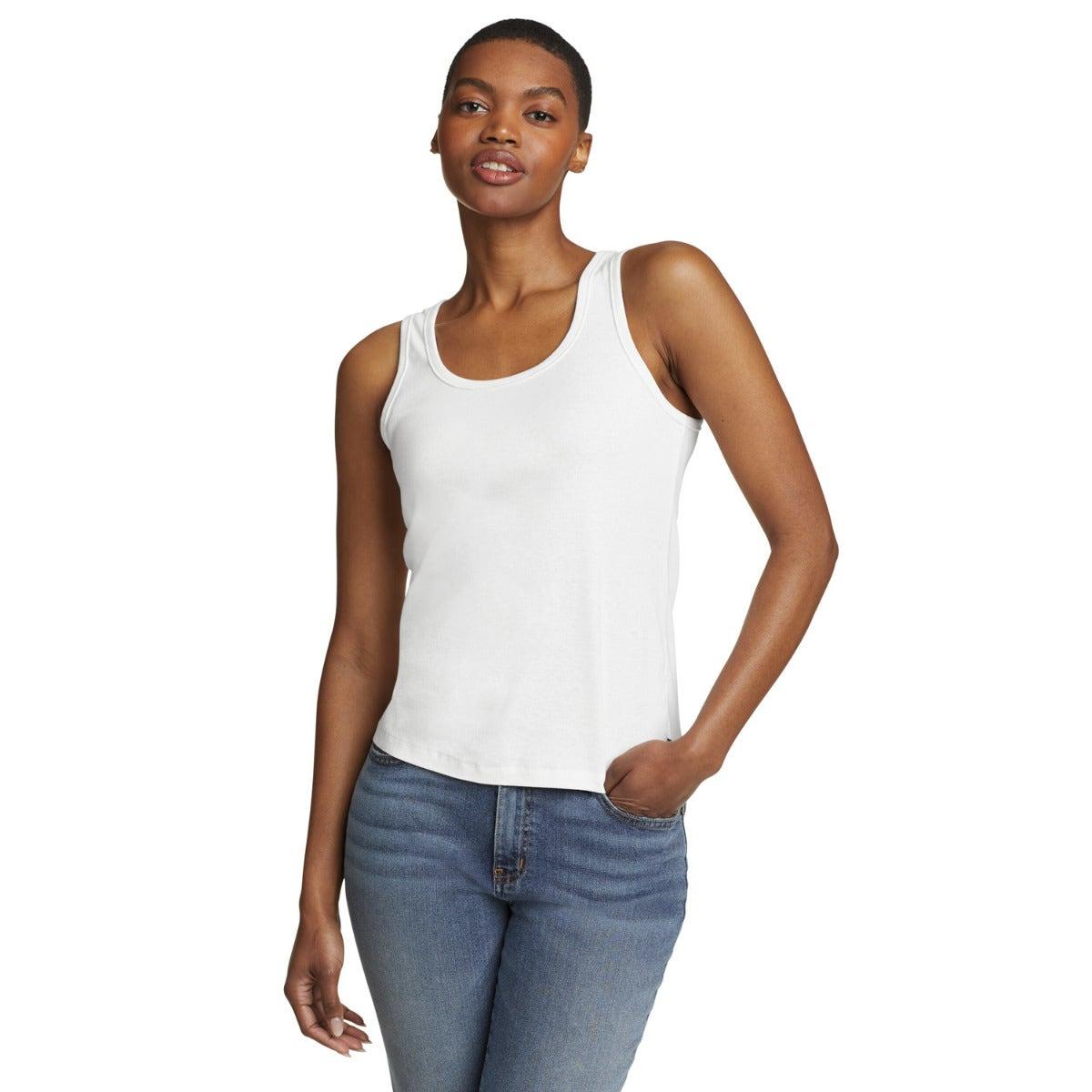 White - Front - Eddie Bauer Womens-Ladies Favorite Scoop Neck Tank Top