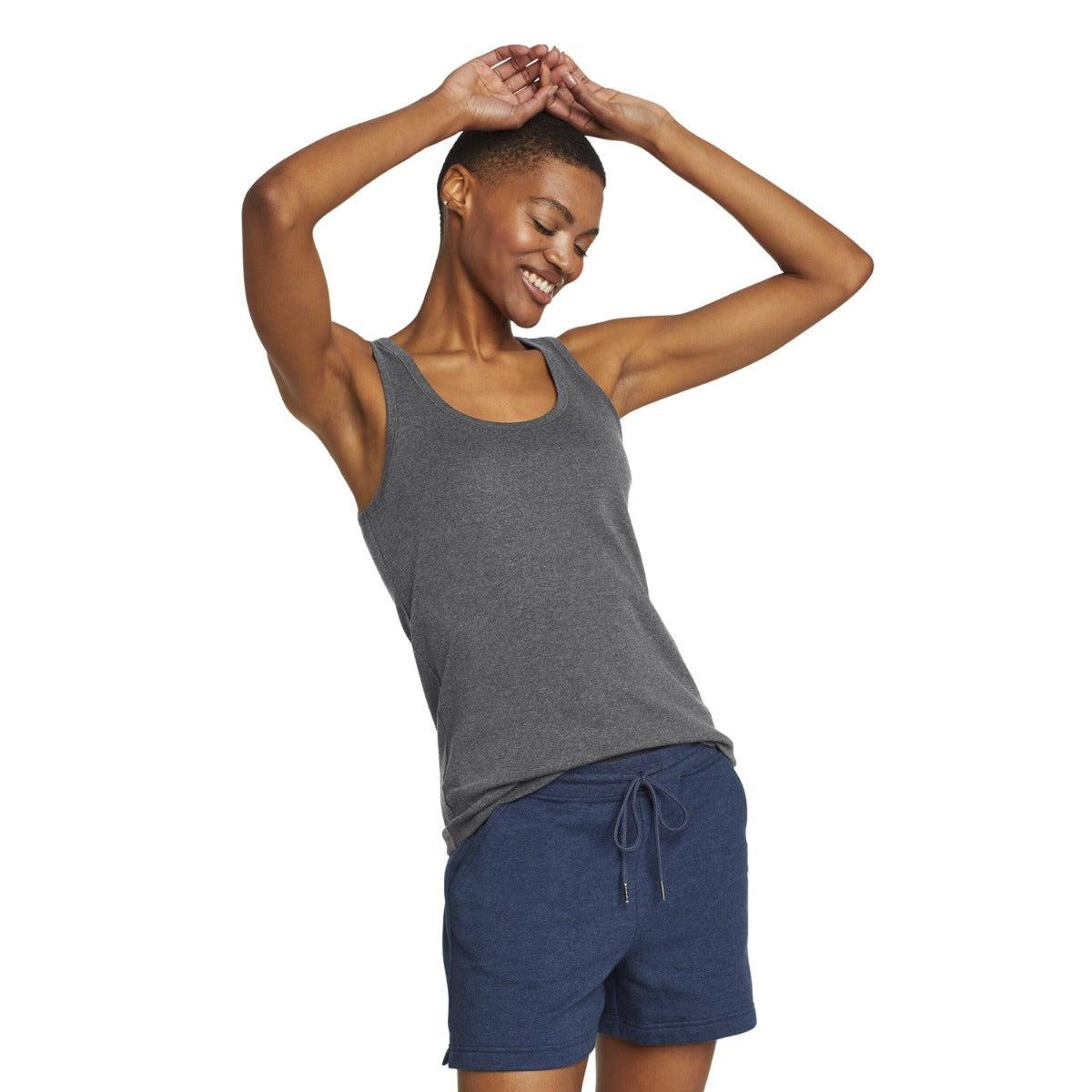 Medium Heather Grey - Front - Eddie Bauer Womens-Ladies Favorite Scoop Neck Tank Top