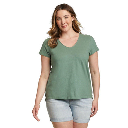 Dark Seafoam - Front - Eddie Bauer Womens-Ladies Hemplify V Neck Short-Sleeved T-Shirt