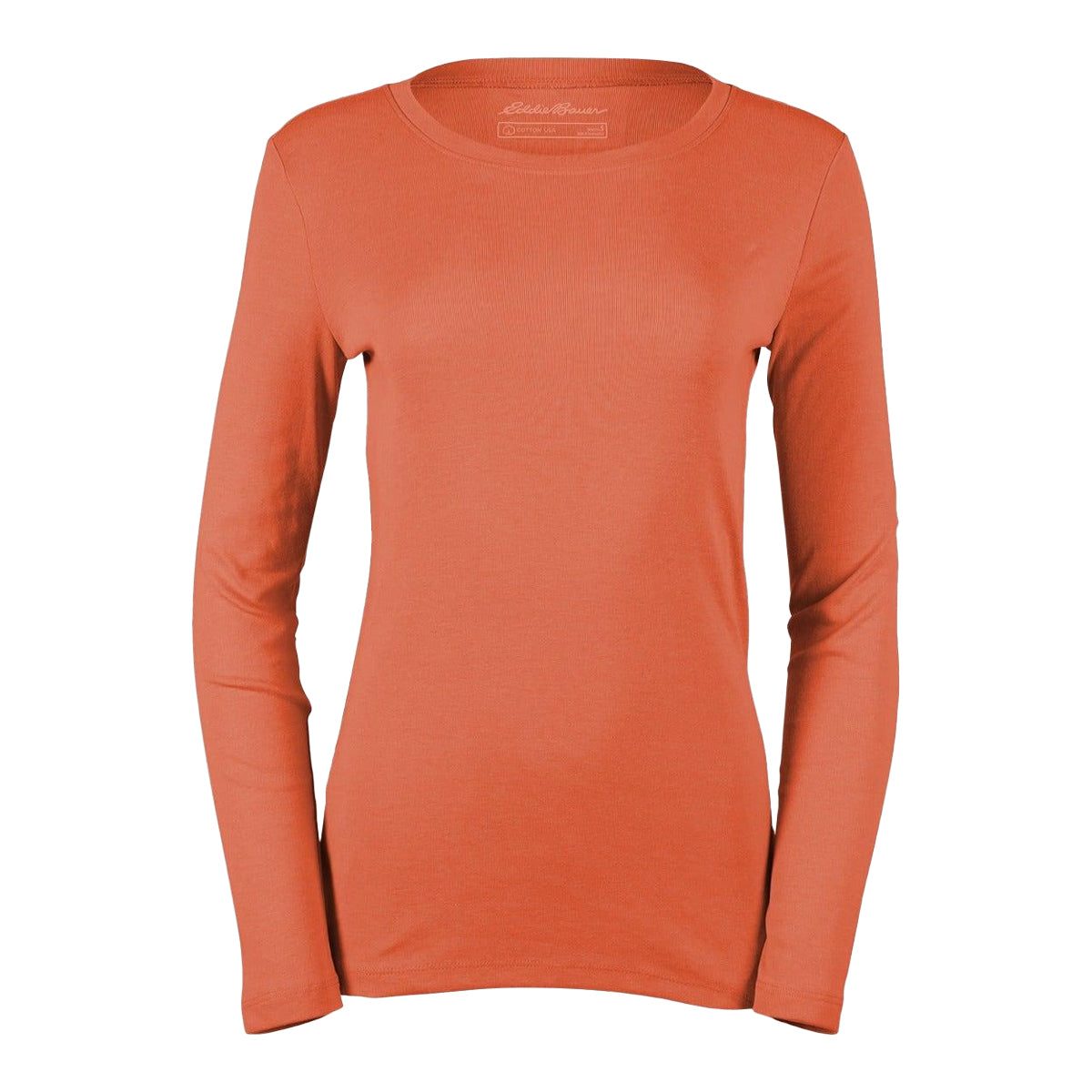 Dusty Coral - Front - Eddie Bauer Womens-Ladies Favorite Crew Neck Long-Sleeved T-Shirt