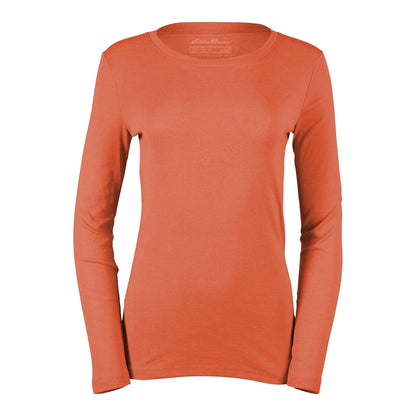 Dusty Coral - Front - Eddie Bauer Womens-Ladies Favorite Crew Neck Long-Sleeved T-Shirt