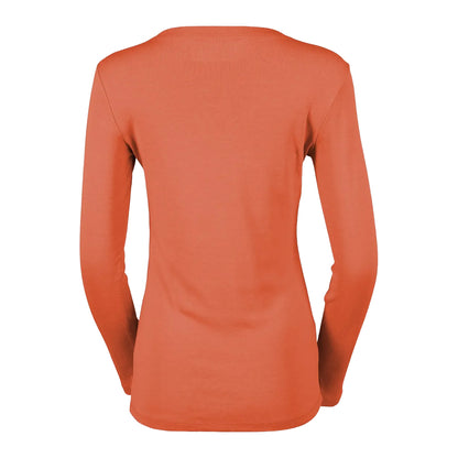 Dusty Coral - Back - Eddie Bauer Womens-Ladies Favorite Crew Neck Long-Sleeved T-Shirt