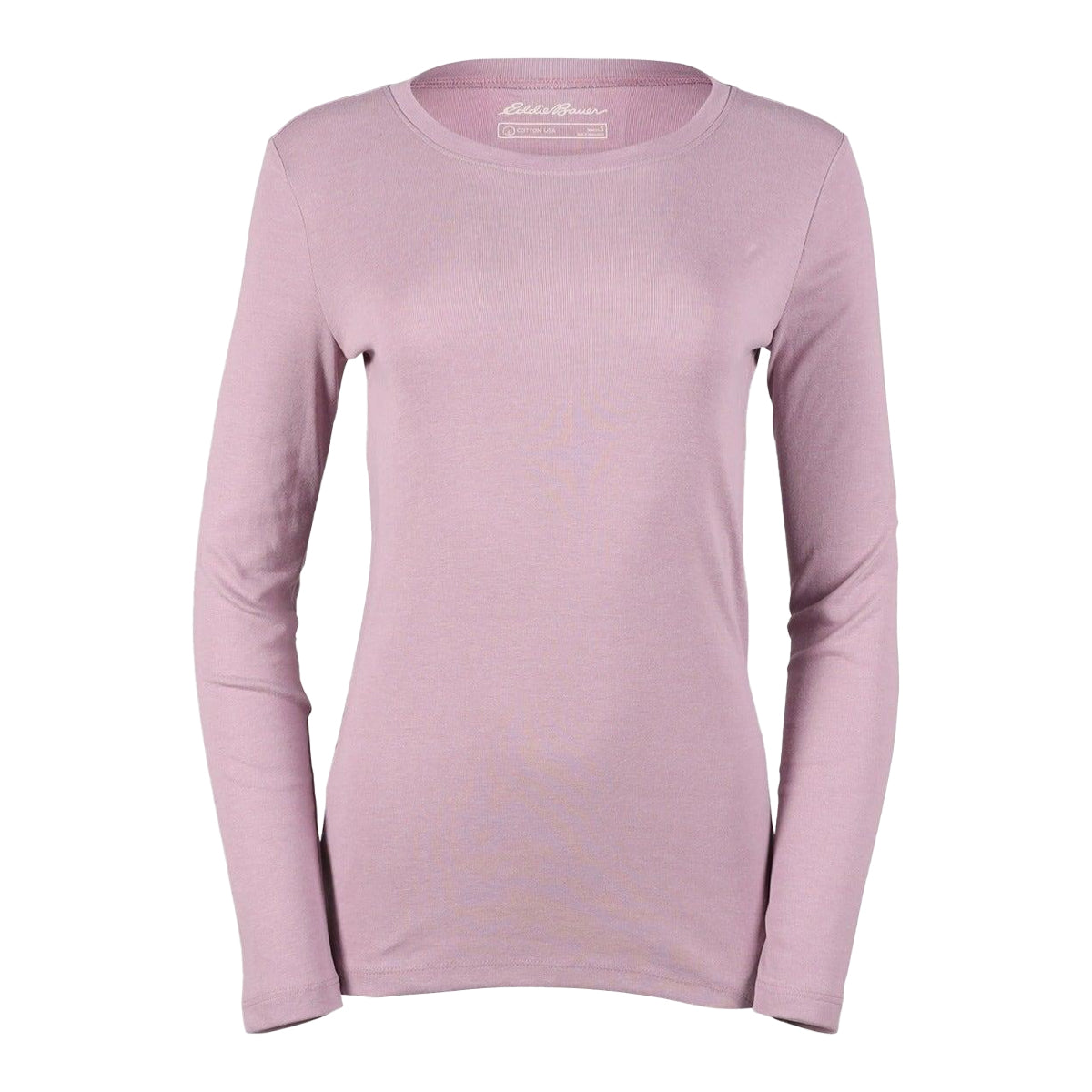 Dusty Iris - Front - Eddie Bauer Womens-Ladies Favorite Crew Neck Long-Sleeved T-Shirt