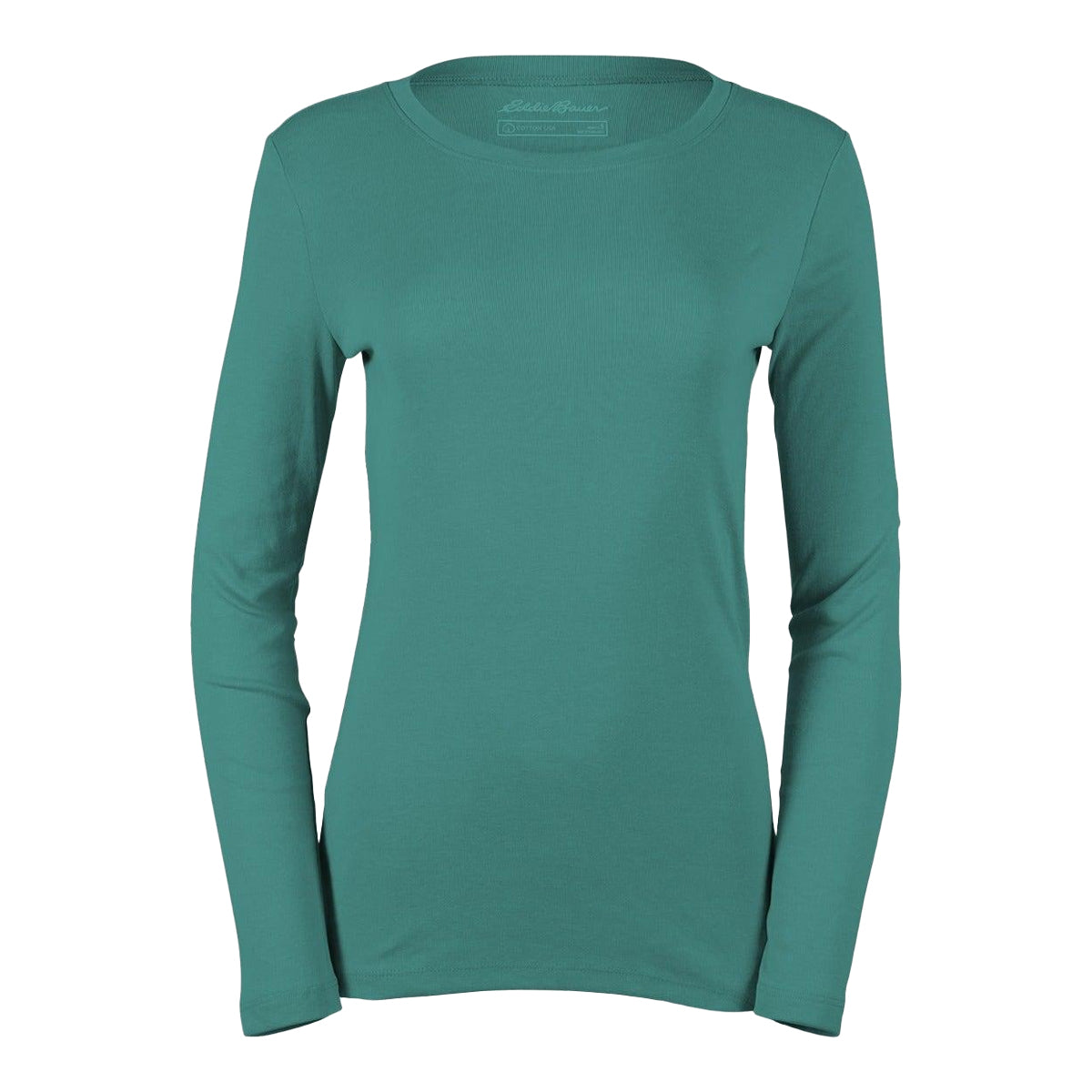 Dusty Jade - Front - Eddie Bauer Womens-Ladies Favorite Crew Neck Long-Sleeved T-Shirt