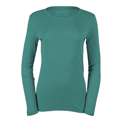 Dusty Jade - Front - Eddie Bauer Womens-Ladies Favorite Crew Neck Long-Sleeved T-Shirt