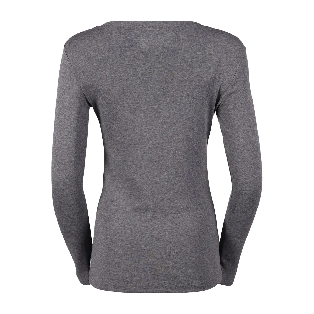 Medium Heather Grey - Back - Eddie Bauer Womens-Ladies Favorite Crew Neck Long-Sleeved T-Shirt