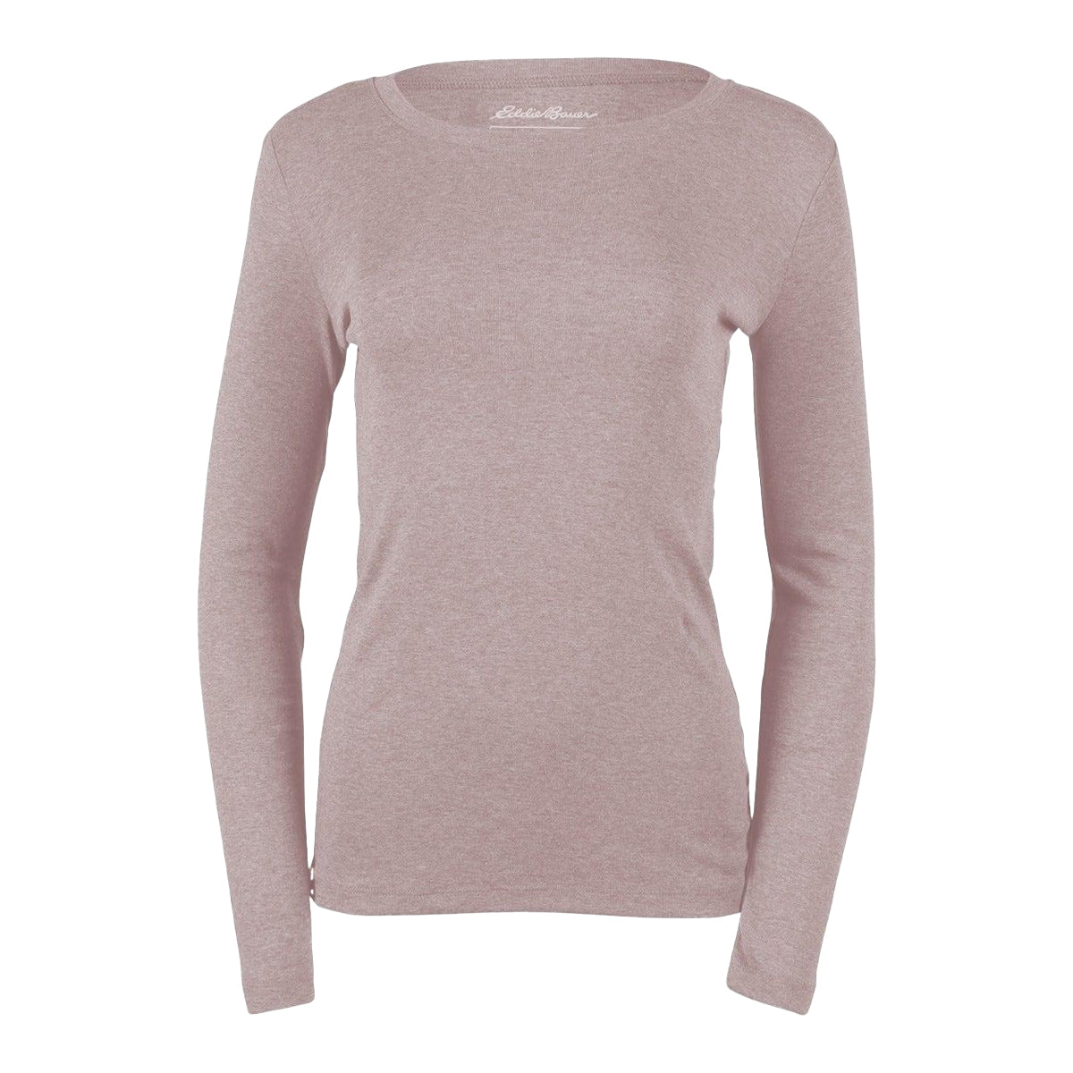 Pale Pink - Front - Eddie Bauer Womens-Ladies Favorite Crew Neck Long-Sleeved T-Shirt