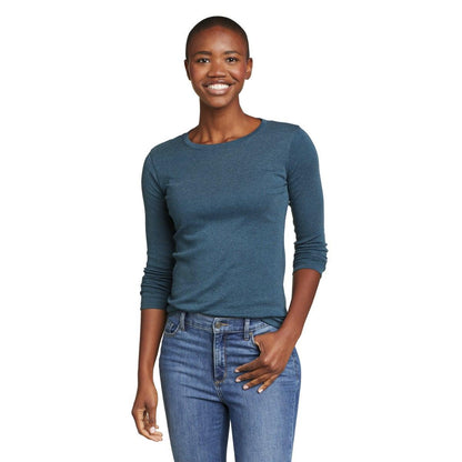Peacock - Front - Eddie Bauer Womens-Ladies Favorite Crew Neck Long-Sleeved T-Shirt