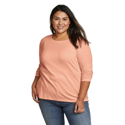 Salmon - Front - Eddie Bauer Womens-Ladies Favorite Crew Neck Long-Sleeved T-Shirt
