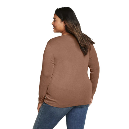 Antique Brown - Back - Eddie Bauer Womens-Ladies Favorite Crew Neck Long-Sleeved T-Shirt