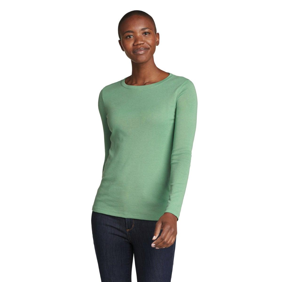 Seaglass - Front - Eddie Bauer Womens-Ladies Favorite Crew Neck Long-Sleeved T-Shirt