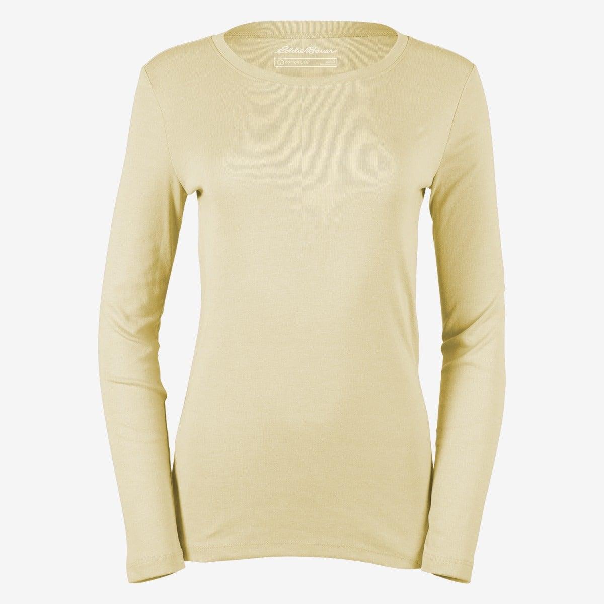 Sorbet - Front - Eddie Bauer Womens-Ladies Favorite Crew Neck Long-Sleeved T-Shirt