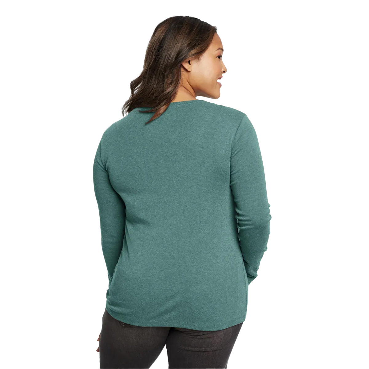 Stream - Back - Eddie Bauer Womens-Ladies Favorite Crew Neck Long-Sleeved T-Shirt