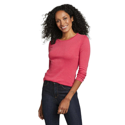 Bayberry - Front - Eddie Bauer Womens-Ladies Favorite Crew Neck Long-Sleeved T-Shirt