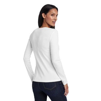 Vintage Grey - Side - Eddie Bauer Womens-Ladies Favorite Crew Neck Long-Sleeved T-Shirt