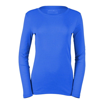 Brilliant Blue - Front - Eddie Bauer Womens-Ladies Favorite Crew Neck Long-Sleeved T-Shirt