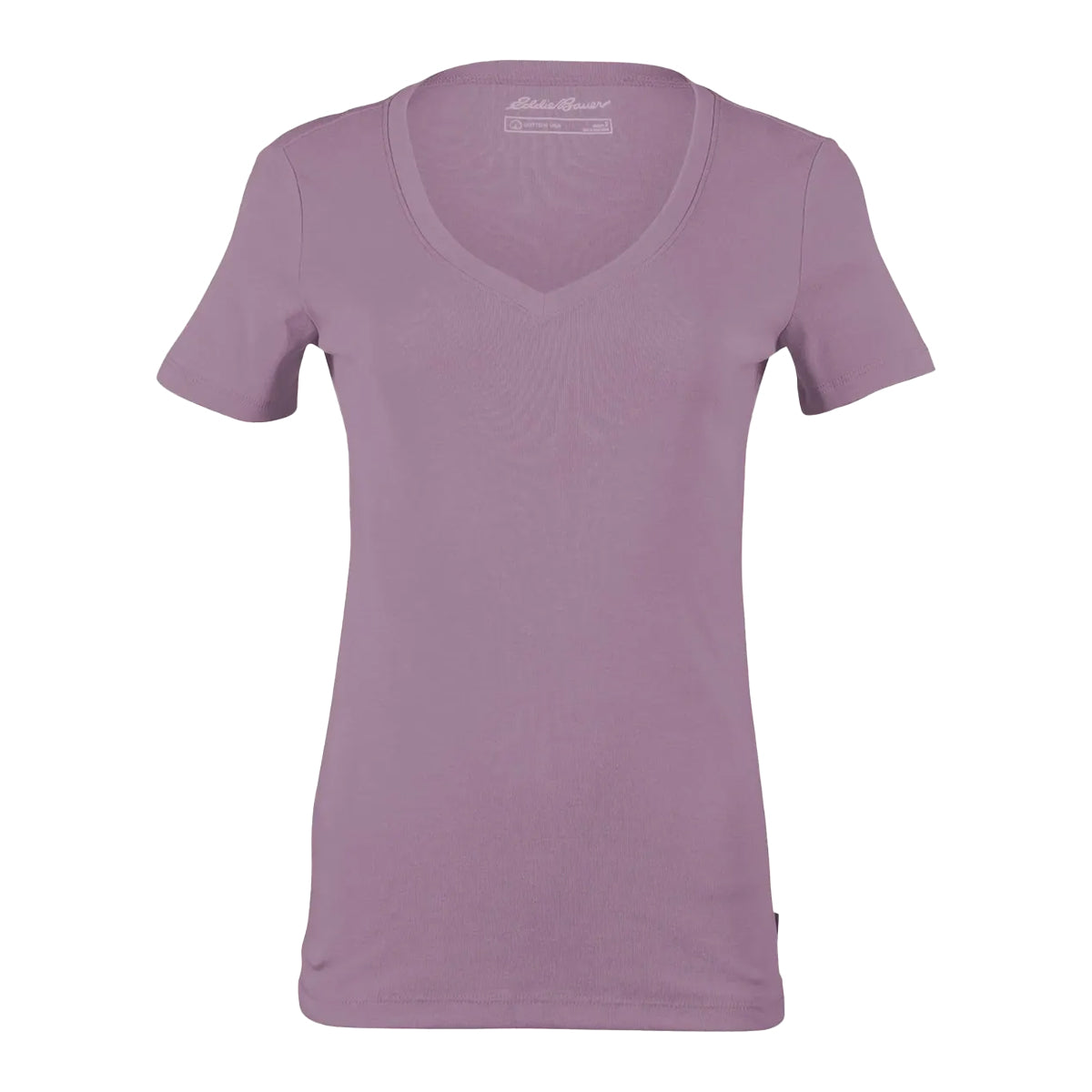 Dusty Iris - Front - Eddie Bauer Womens-Ladies Favorite Plain V Neck Short-Sleeved T-Shirt