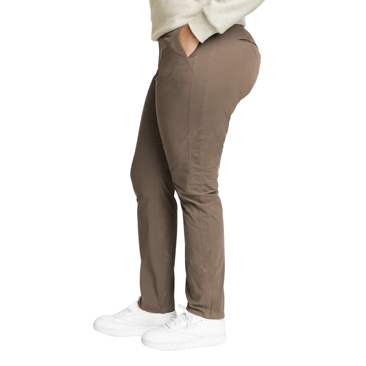 Driftwood - Side - Eddie Bauer Womens-Ladies Voyager High Rise Chinos