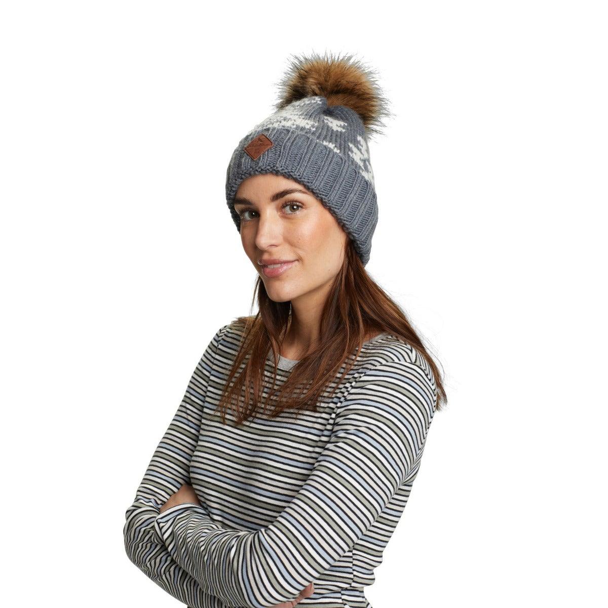 Heather Grey - Front - Eddie Bauer Womens-Ladies Pacific Ridge Pom Pom Beanie