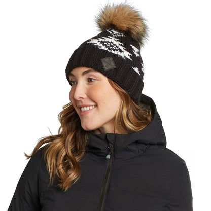 Black - Front - Eddie Bauer Womens-Ladies Pacific Ridge Pom Pom Beanie