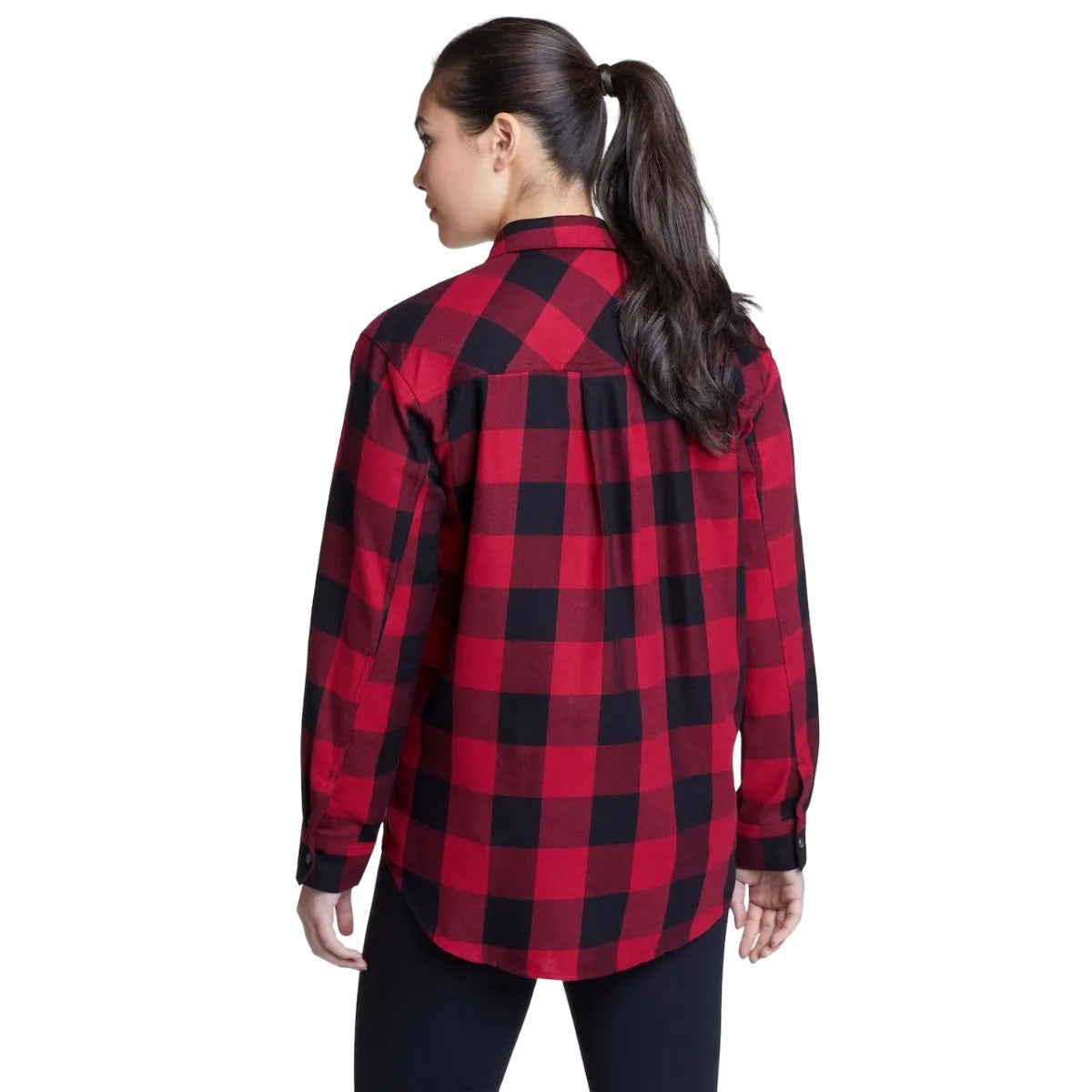 Scarlet - Back - Eddie Bauer Womens-Ladies Fremont Flannel Snap-Front Long-Sleeved Shirt