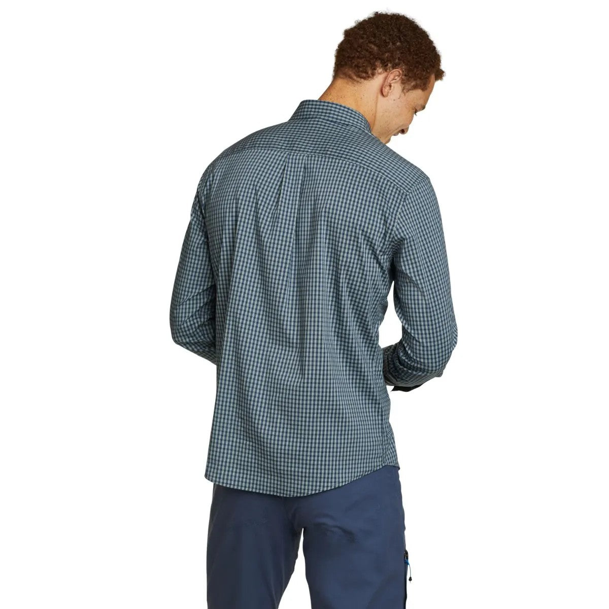Dusted Indigo - Back - Eddie Bauer Mens Voyager Flex Long-Sleeved Shirt