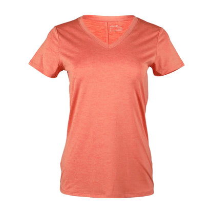 Dusty Coral - Front - Eddie Bauer Womens-Ladies Resolution V Neck T-Shirt