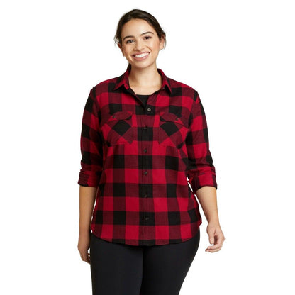Scarlet - Front - Eddie Bauer Womens-Ladies Firelight Flannel Boyfriend Shirt