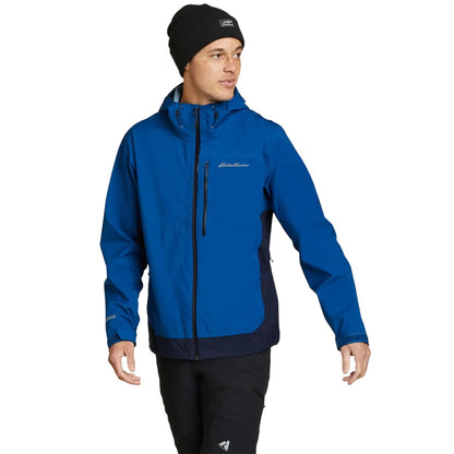 Pacific Blue - Side - Eddie Bauer Mens Cloud Cap Colour Block 3 Layer Jacket
