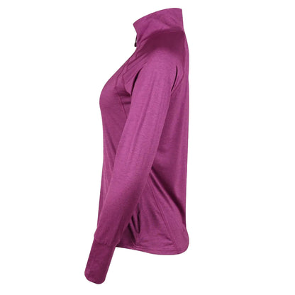 Grape - Side - Eddie Bauer Womens-Ladies Quarter Zip Long-Sleeved Top