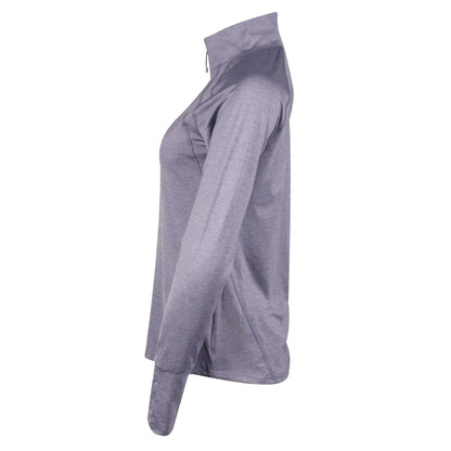 Periwinkle - Back - Eddie Bauer Womens-Ladies Quarter Zip Long-Sleeved Top