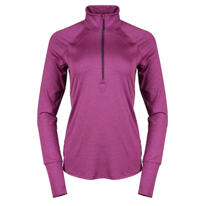 Grape - Front - Eddie Bauer Womens-Ladies Quarter Zip Long-Sleeved Top