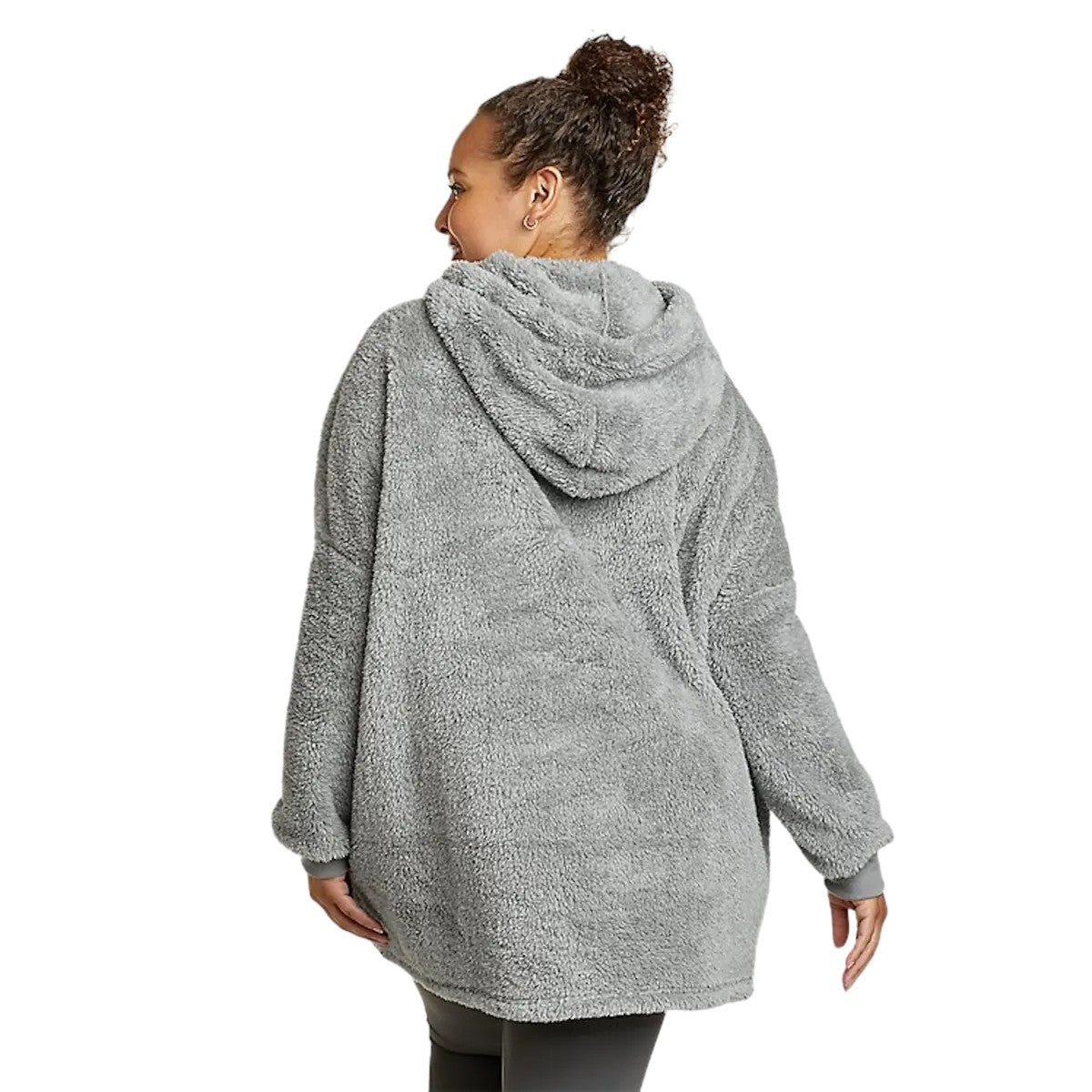 Grey - Back - Eddie Bauer Womens-Ladies Quest Plush Hoodie Blanket