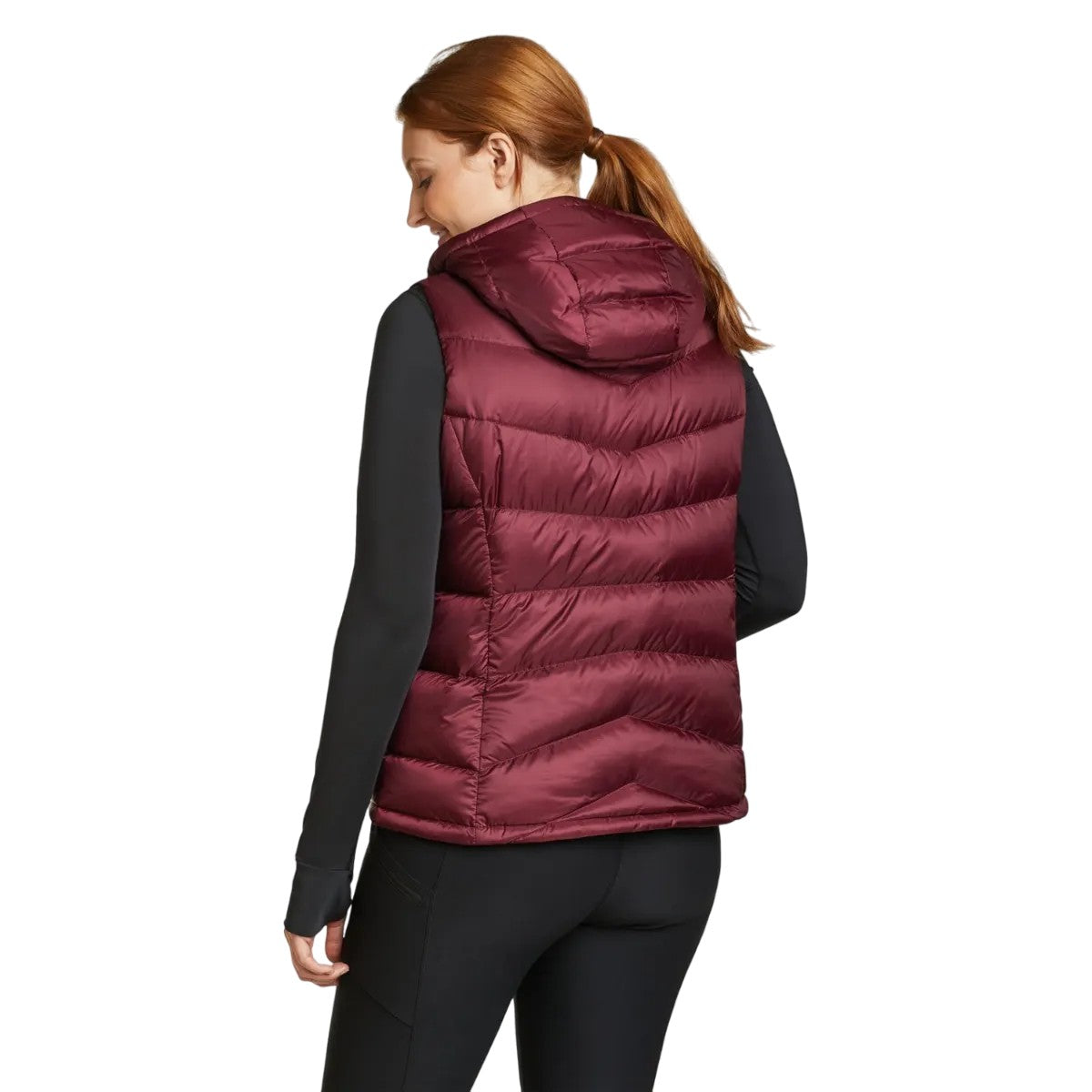 Dark Berry - Back - Eddie Bauer Womens-Ladies Downlight 2 Hooded Gilet